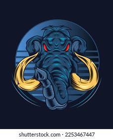 Angry mammoth Vector Illustration. Good design for poster or t shirt design.