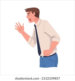 Angry Man Arguing Having Conflict with Somebody Vector Illustration