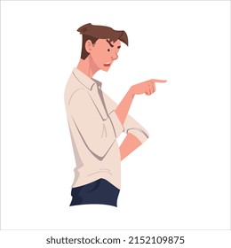 Angry Man Arguing Having Conflict with Somebody Vector Illustration