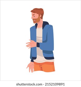 Angry Man Arguing Having Conflict with Somebody Vector Illustration