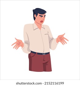Angry Man Arguing Having Conflict with Somebody Vector Illustration