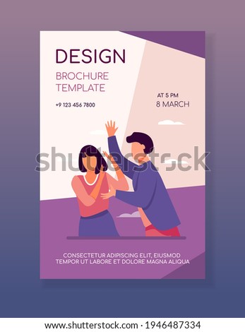 Angry man attacking woman and shouting at her. Intimidation, force, anger flat vector illustration. Harassment and aggressive behavior concept for banner, website design or landing web page