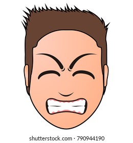 Angry man avatar on a white background, Vector illustration