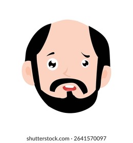 Angry man beard expression illustration. Emoticon avatar of a man with a mustache and a beard