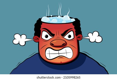 Hombre enojado con cabeza hirviendo
