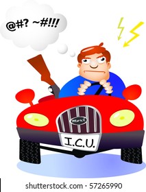 angry man in the car
