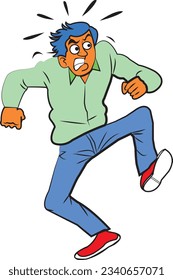 Angry man cartoon.  Vector clip art illustration with simple gradients. All in a single layer.