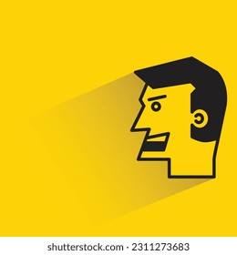 angry man character with shadow on yellow background