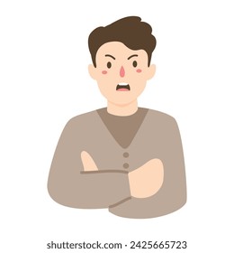 angry man with crossing hand illustration