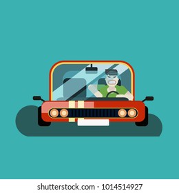 Angry man driver in the car