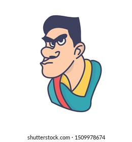 Angry Man Face Cartoon Illustration