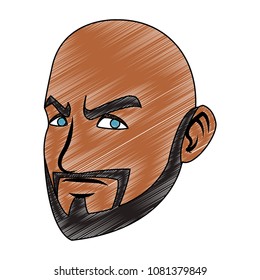 Angry man face cartoon scribble