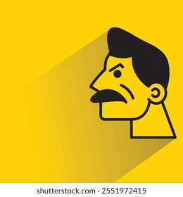 angry man face with drop shadow on yellow background