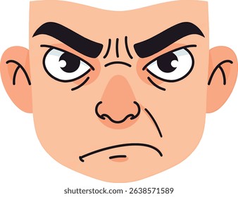 Angry Man Face Illustration Cartoon Style Expression of Anger