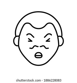 Angry man face line icon