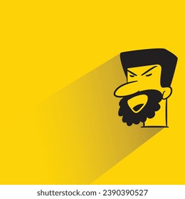 angry man face with shadow on yellow background