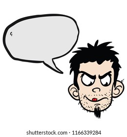 angry man face with speech bubble cartoon illustration isolated on white