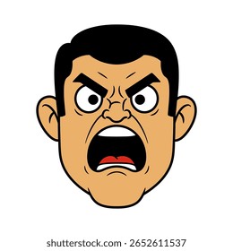 Angry Man Face Yelling Vector Illustration
