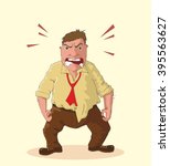 Angry man foaming at the mouth idiom, vector illustration