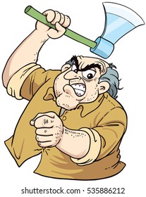 angry man with  hatchet