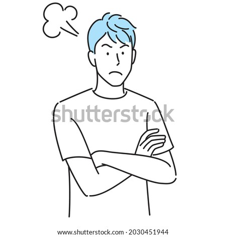 An angry man with his arms folded