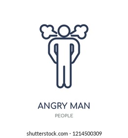 Angry Man icon. Angry Man linear symbol design from People collection. Simple outline element vector illustration on white background.