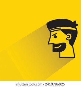 angry man icon with shadow on yellow background