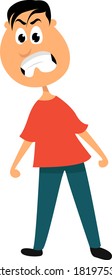 Angry man, illustration, vector on white background