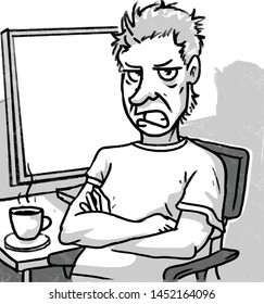 angry man looking at a viewer