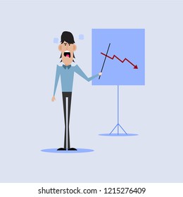 angry man making a presentation at office	