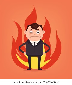 Angry man office worker businessman character. Vector flat cartoon illustration