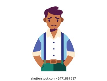 Angry man raised fist and shout or screaming expression. Man expresses negative emotions and feelings, shouts loudly and desperately. Human emotion and body language concept. Hand drawn style vector 