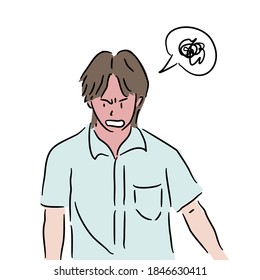 Wütender Mann mit rotem Gesicht; Cartoon-Vektor