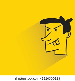 angry man with shadow on yellow background