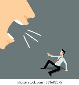 Angry Man Shouting To Young Business Man-vector Cartoon