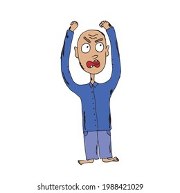angry man shouts. Vector illustration. Isolated. Coloring pages for adults and children. Cartoon. Hand-drawn doodle style. Can be used in your projects in banners and posters.