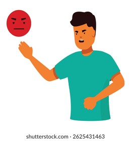 Angry man showing negative emotion with an angry emoji