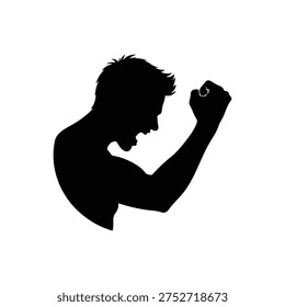 Angry man silhouette icon vector flat design.