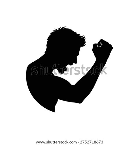 Angry man silhouette icon vector flat design.