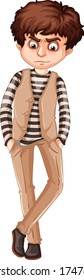 Angry man standing on white background illustration