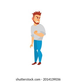 angry man threatening stranger cartoon vector. angry man threatening stranger character. isolated flat cartoon illustration