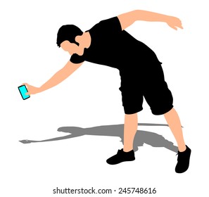 Angry Man Throwing His Mobile Phone, Vector 