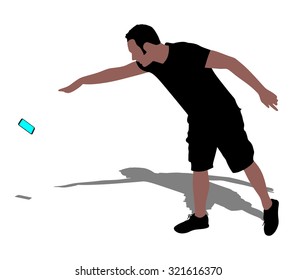 Angry Man Throwing His Mobile Phone, Vector 