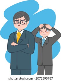 An angry man and a man in trouble.