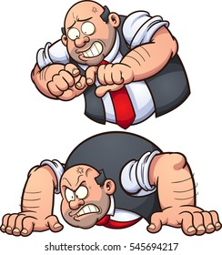 Angry man in two different poses. Vector clip art illustration with simple gradients. Each on a separate layer.