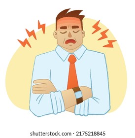 Angry man vector illustration, anger emotion person cartoon icon, male character with stressed facial expression, business people flat design isolated on white background