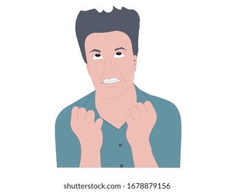 Angry man vector illustration on white background.