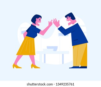 Angry man and woman yelling at each other. Couple fighting. Violence and agression concept