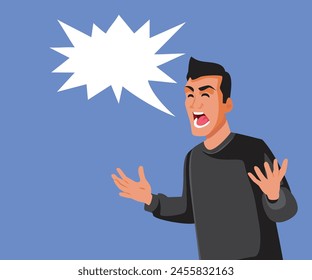 
Angry Man Yelling Loud Vector Cartoon Character Illustration. Furious guy making a scene yelling and shouting 
