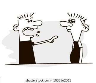 Angry man yells at another. Bad habits.